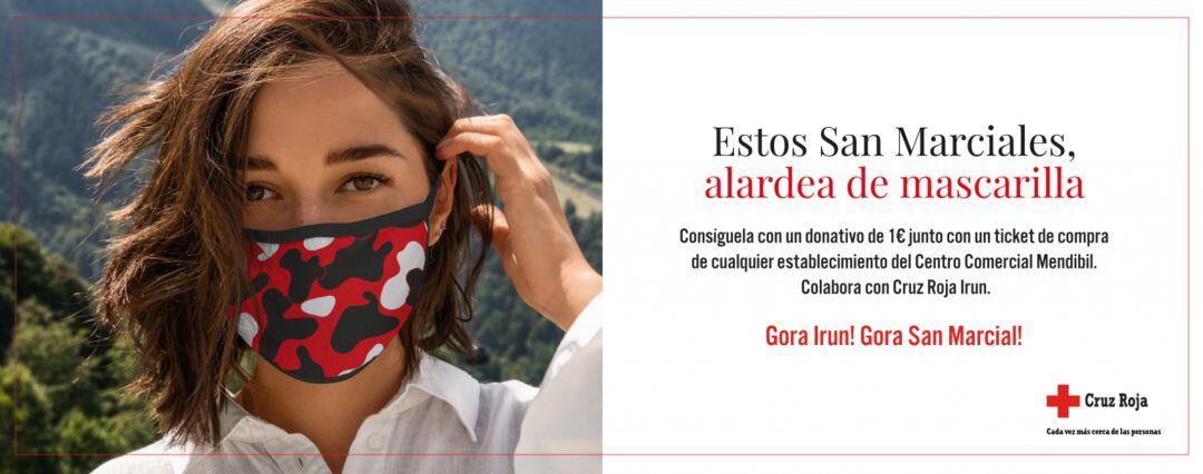 El Centro Comercial Mendibil ha puesto en marcha la venta de 5.000 mascarillas solidarias cuyos beneficios irán a parar a proyectos sociales de la Cruz Roja de Irún