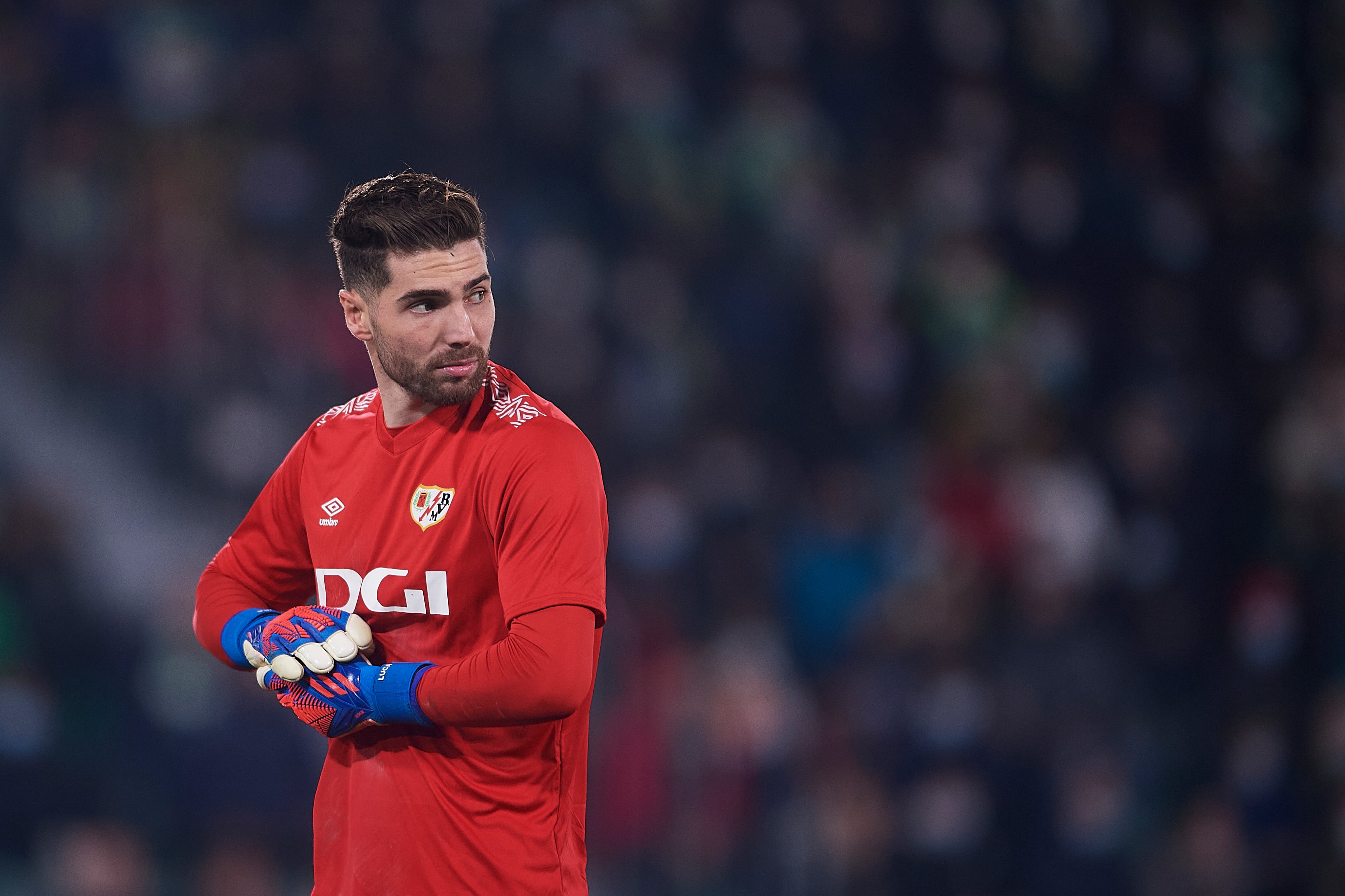 Luca Zidane, durante el encuentro del Rayo Vallecano frente al Elche CF