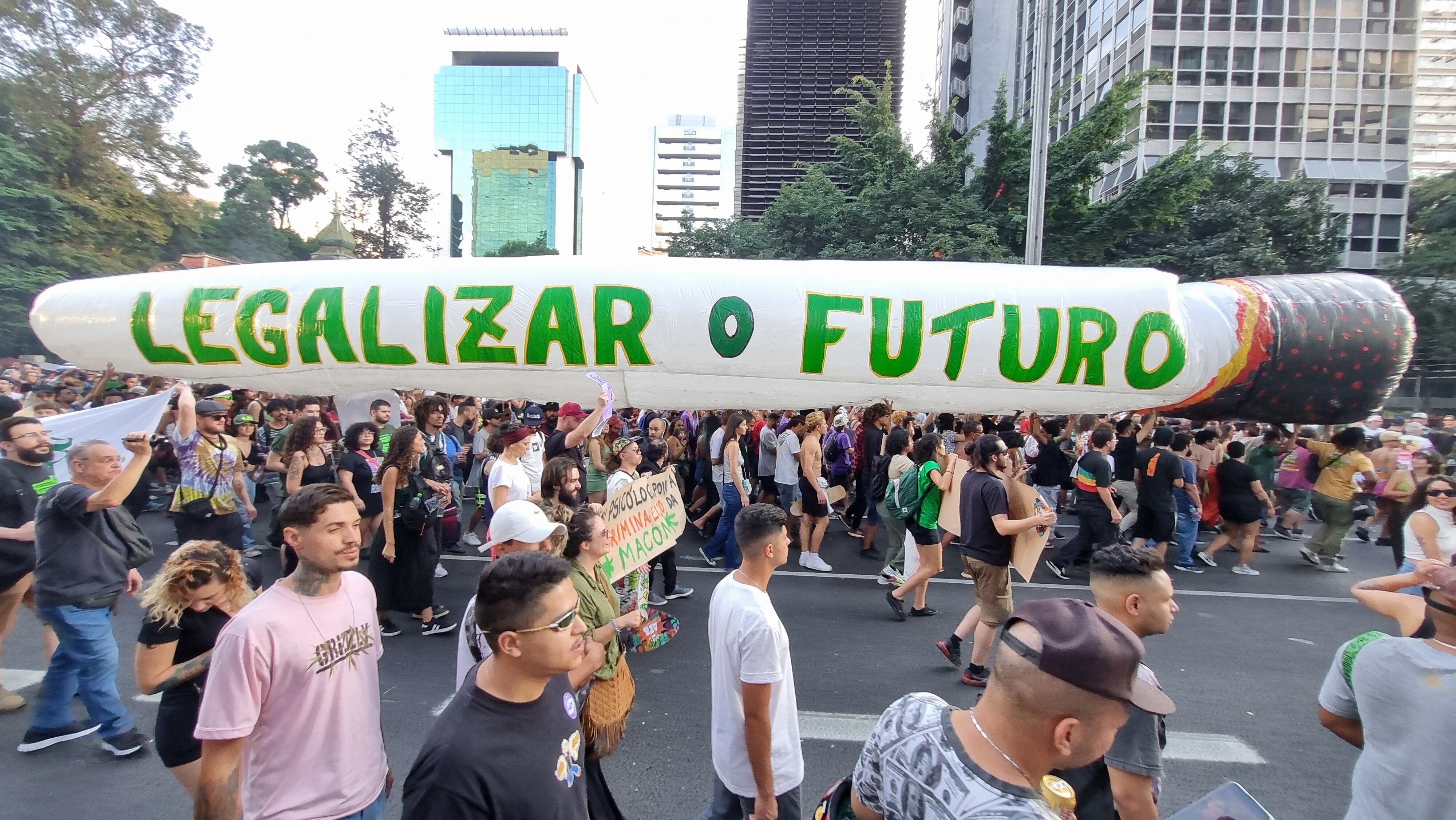 Imagen de una manifestación en favor de la legalización de la marihuana en Sao Paulo, Brasil