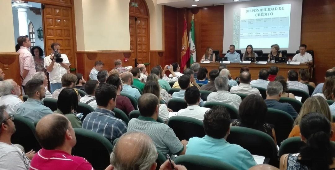 La delegada de Turismo, Raquel Morales (centro de la mesa), explica a los asistentes las nuevas ayudas dirigidas al turismo.