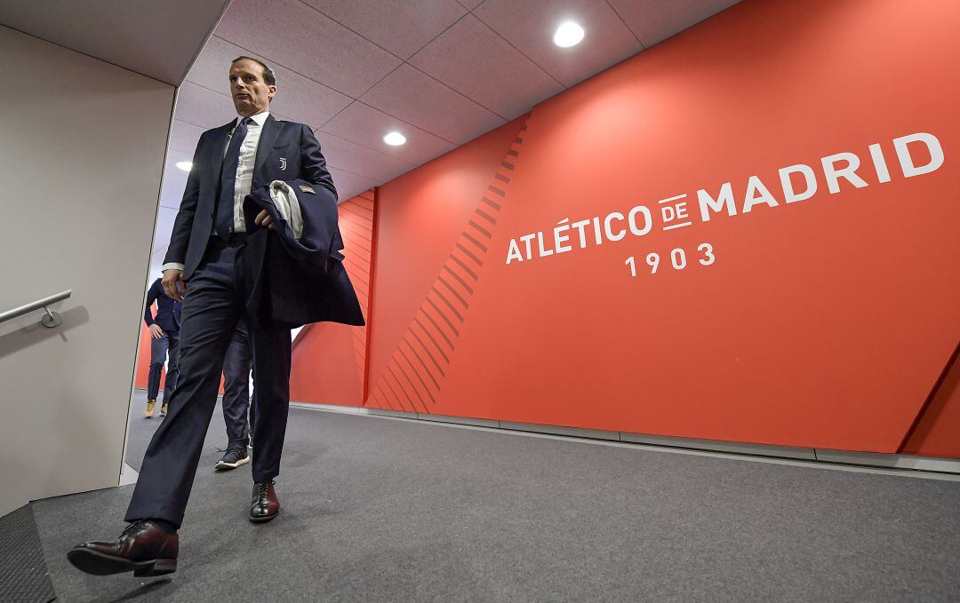 Allegri, en el partido de la Champions contra el Atlético del Wanda Metropolitano.