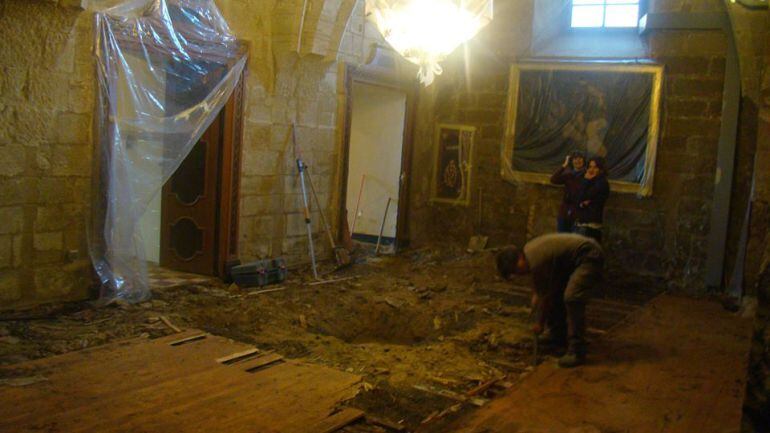 Imagen de las obras que se están realizando en la Catedral de Huesca