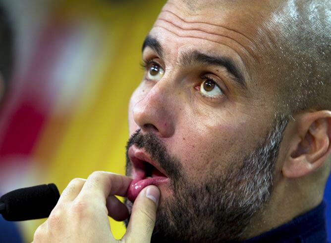 Guardiola, durante la rueda de prensa