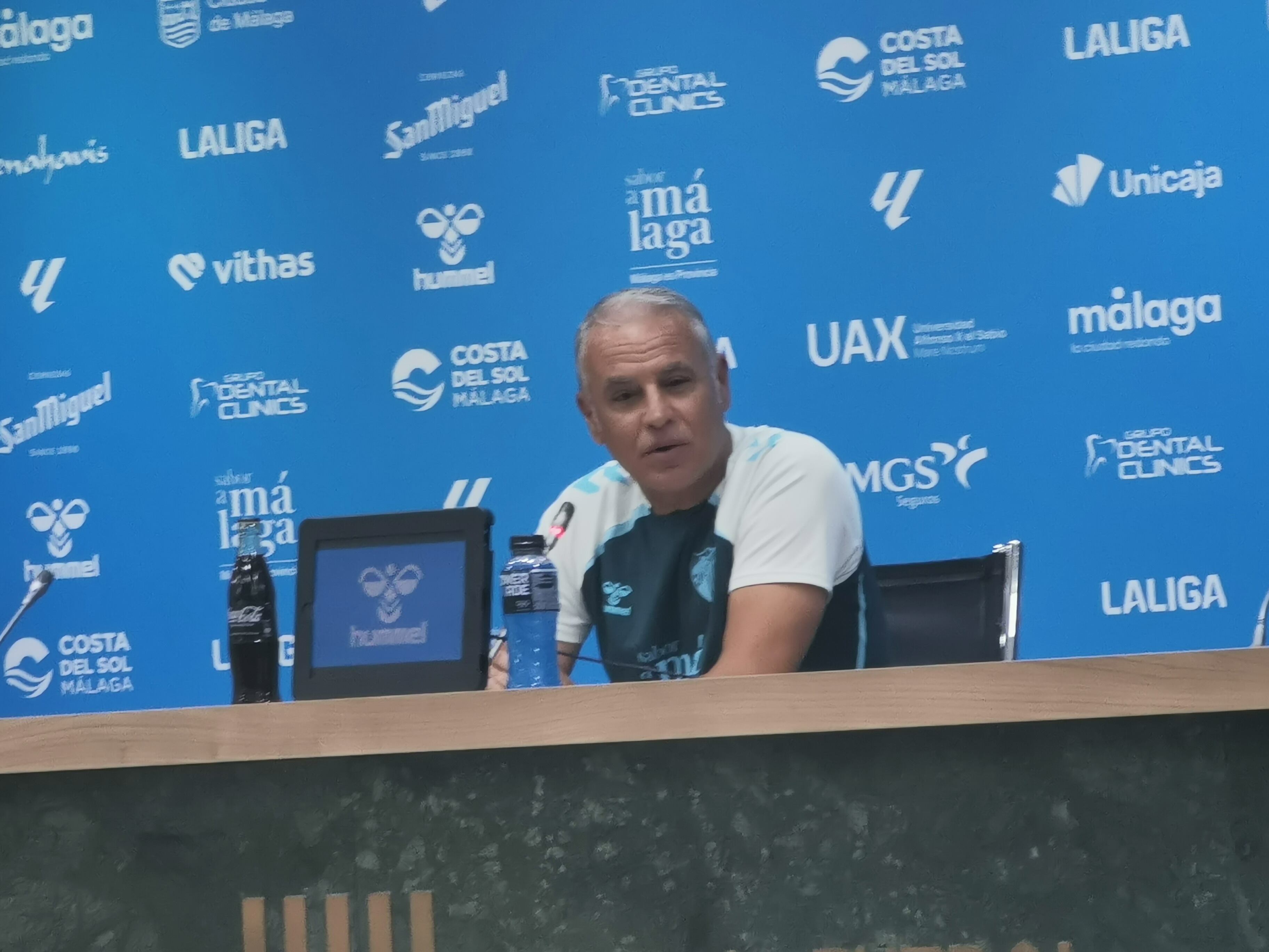 Sergio Pellicer, en la sala de prensa de La Rosaleda