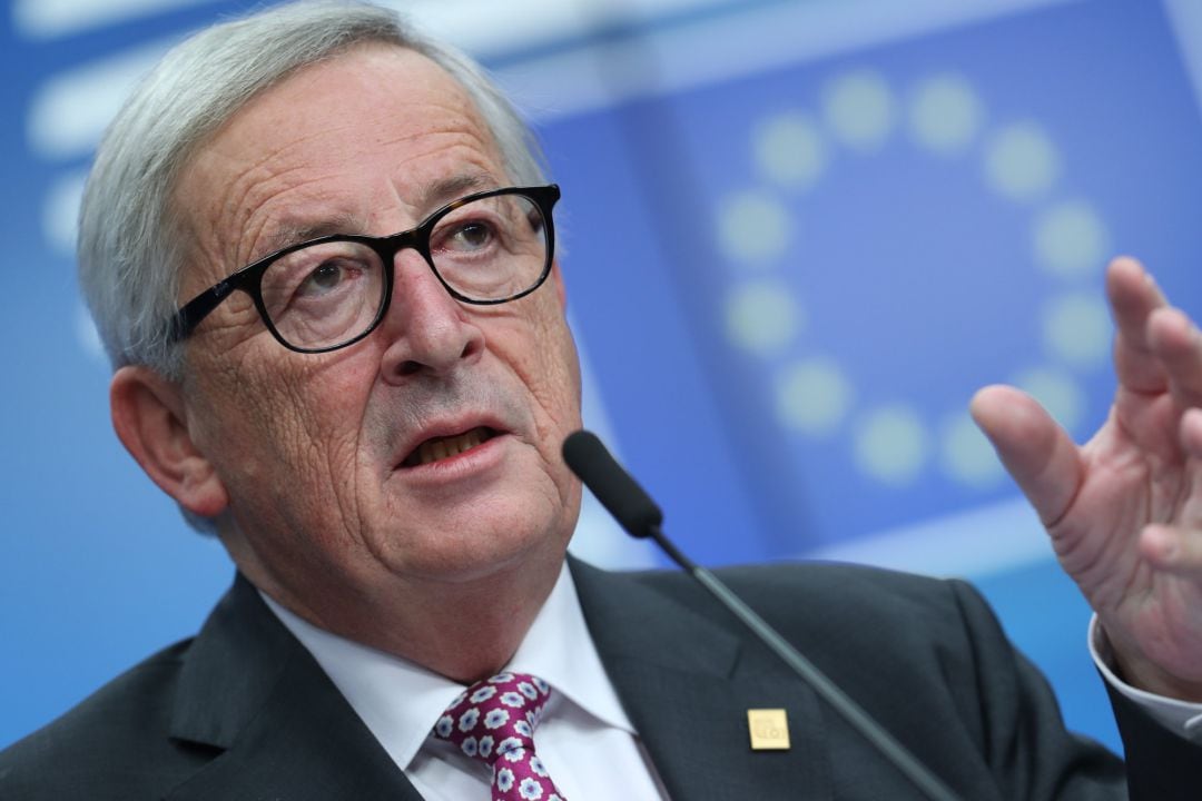 El presidente de la Comisión Europea Jean-Claude Juncker en rued de prensa en Bruselas