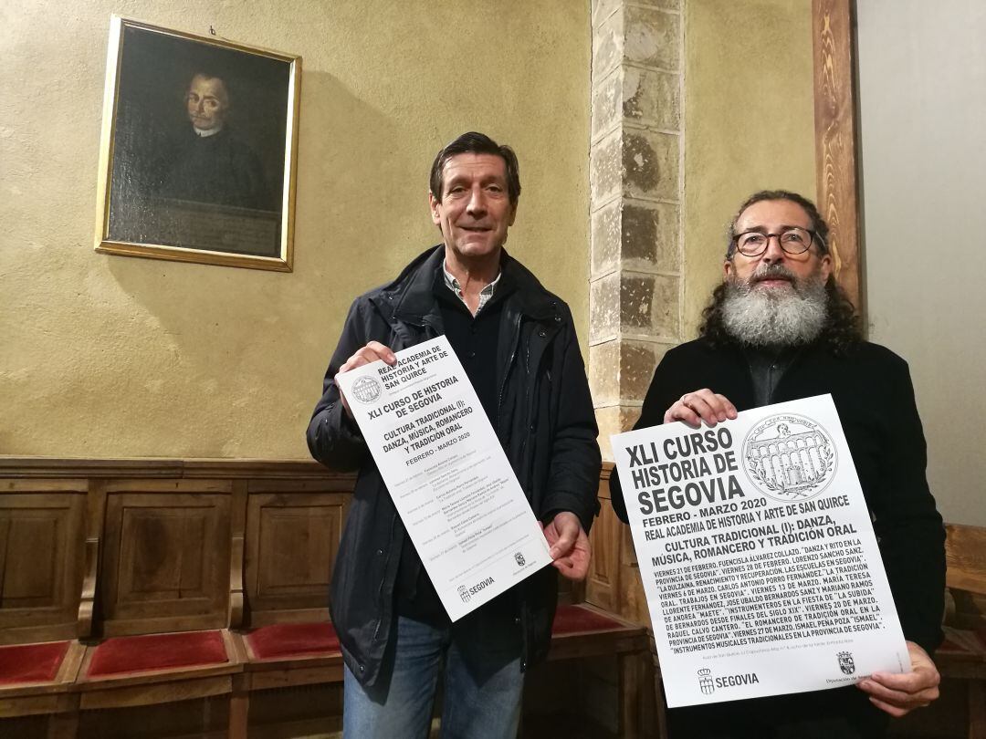 El director de San Quirce Pablo Cantalejo (i) junto al académico Pablo Zamarrón durante la presentación del curso
