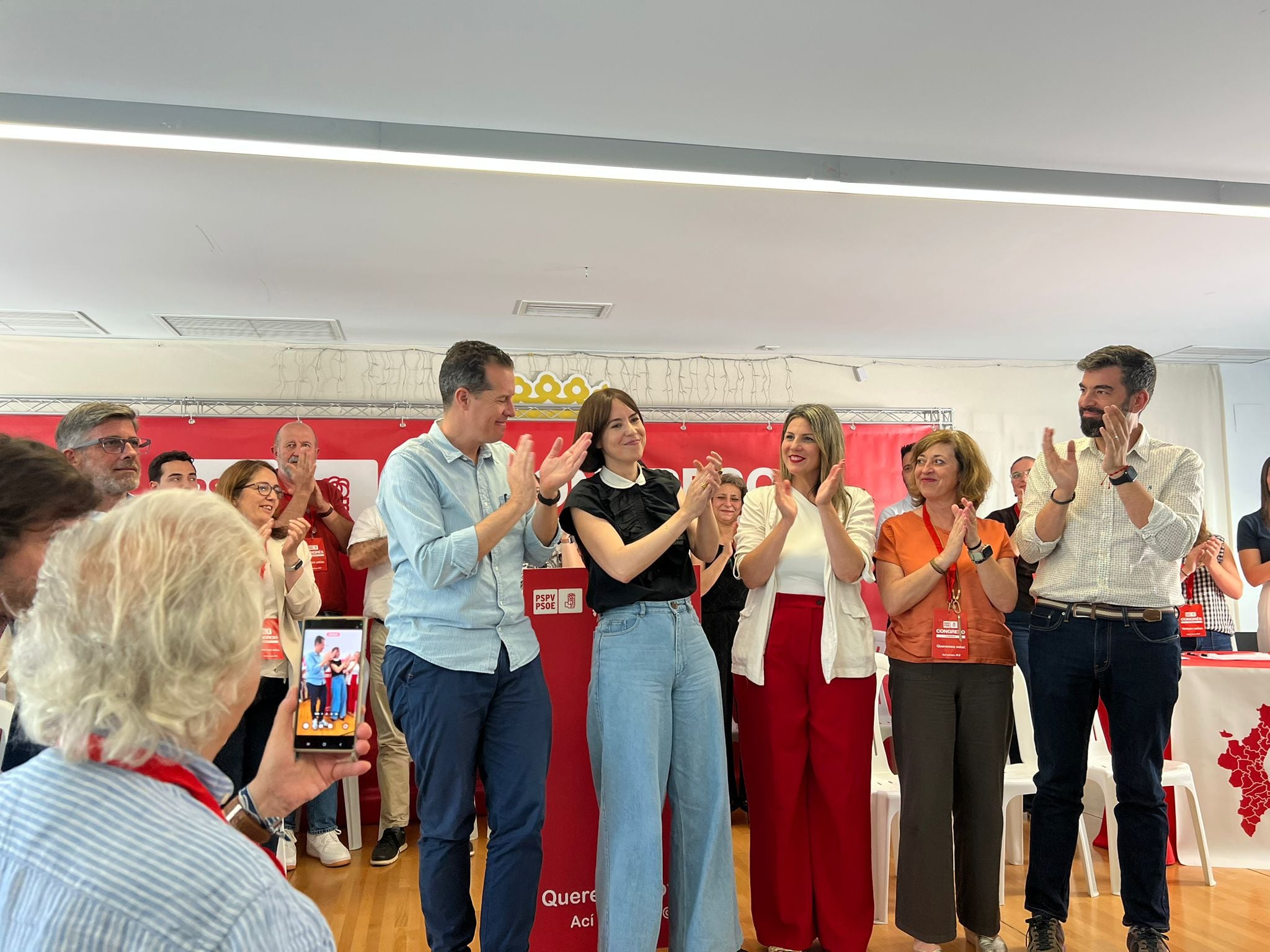 Rubén Alfaro, Diana Morant y Esther Donate en el congreso comarcal del PSPV en Sant Joan d'Alacant