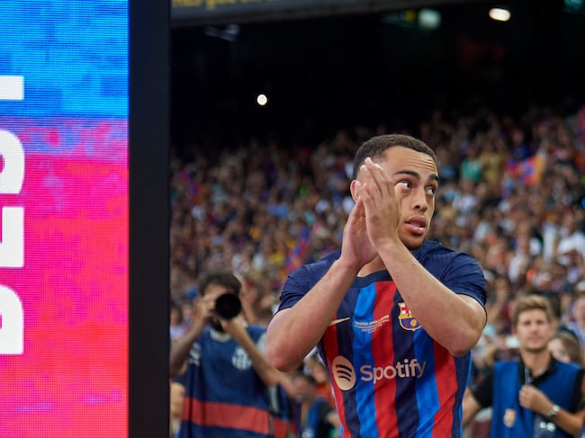 Sergiño Dest en la presentación del Gamper