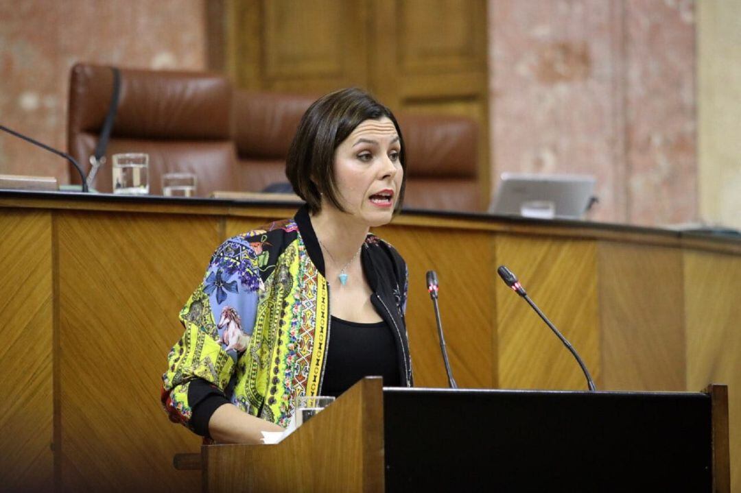 Ángela Rodríguez en una intervención.