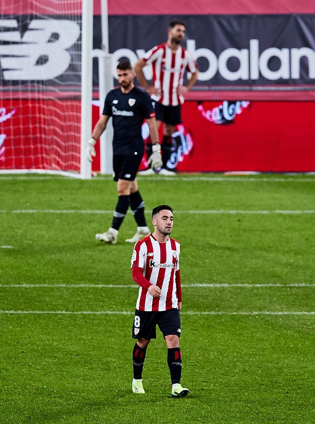 Unai Lopez and Unai Simon of Athletic Club after receive a goal during the Spanish league, La Liga Santander, football match played between Athletic Club and Real Club Celta de Vigo at San Mames stadium on December 04, 2020 in Bilbao, Spain. AFP7 
 