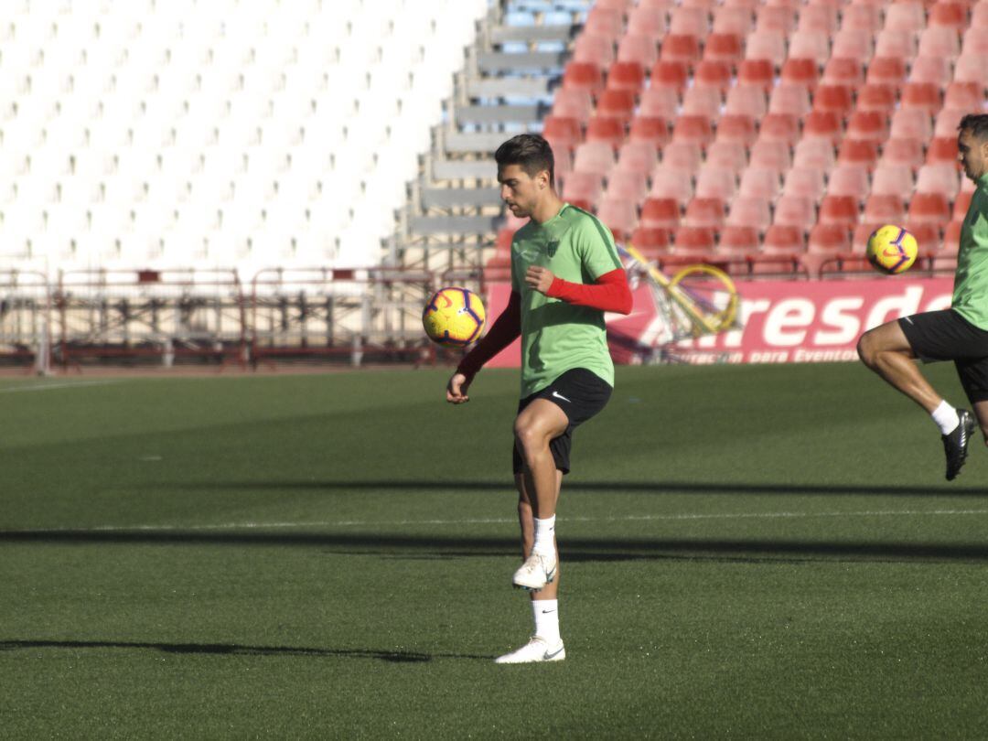 Juan Ibiza en el entrenamiento de este jueves.