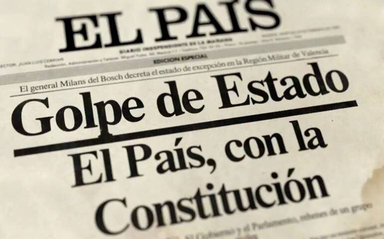 Portada del diario &#039;El País&#039; tras el golpe de Estado del 23-F