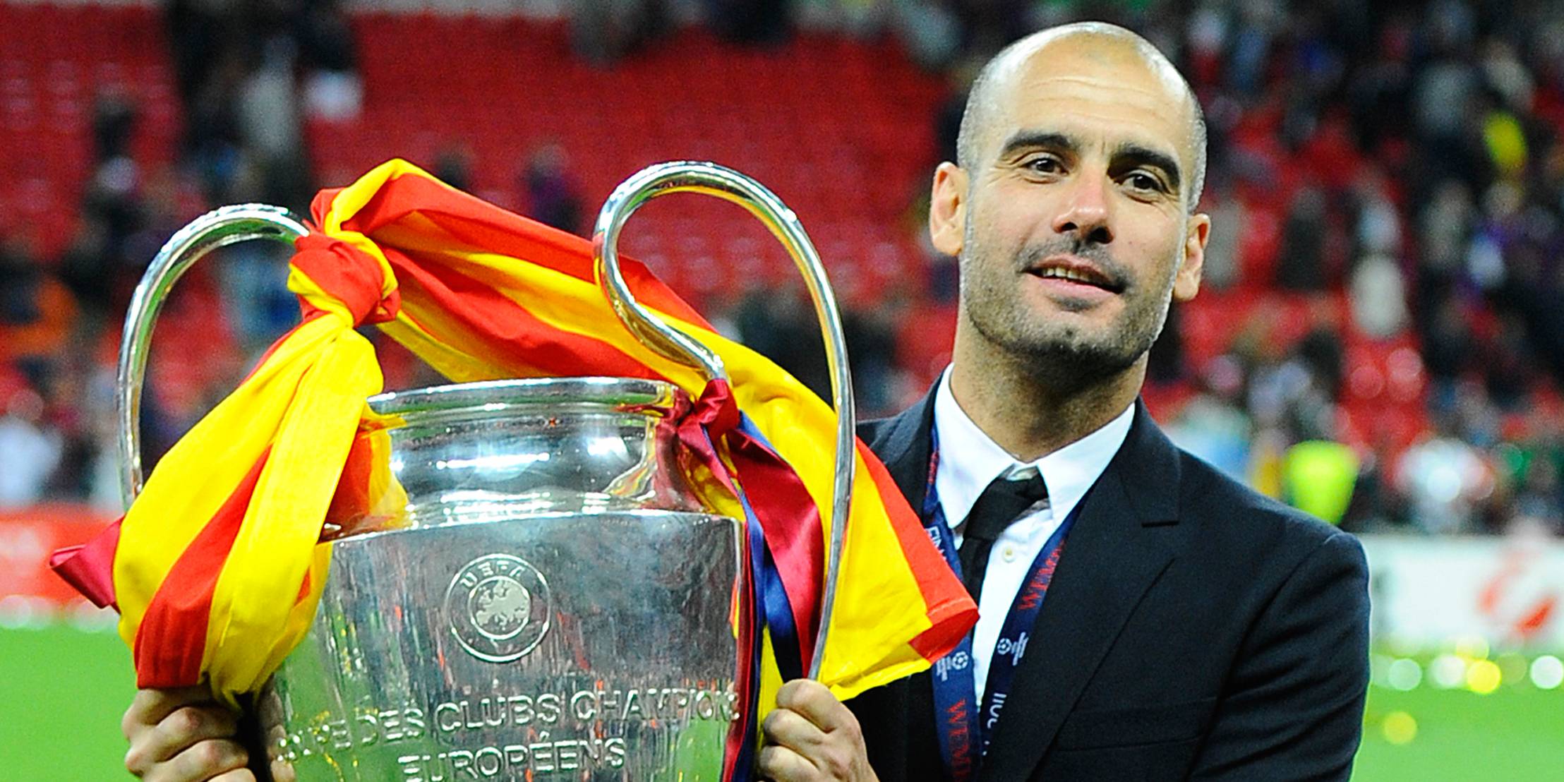 Pep Guardiola, ex entrenador del FC Barcelona, con la Champions