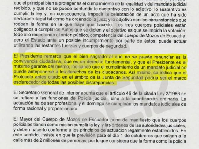 La SER accede en exclusiva al acta de reunión de la junta de seguridad catalana