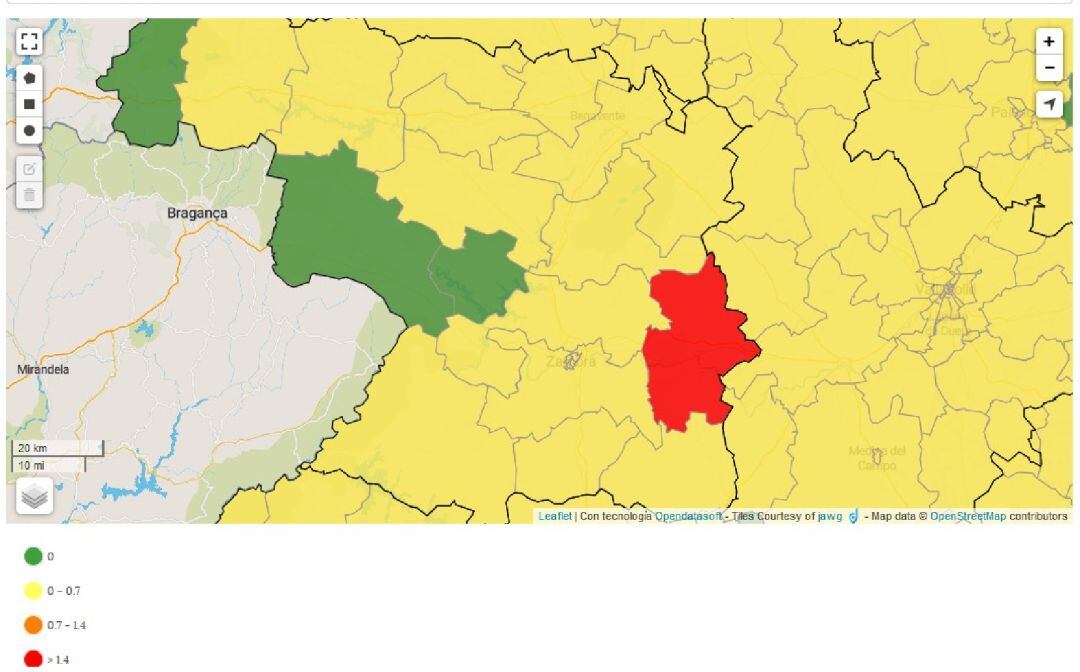 Situación actualizada de la incidencia de casos en las zonas básicas de salud de la provincia