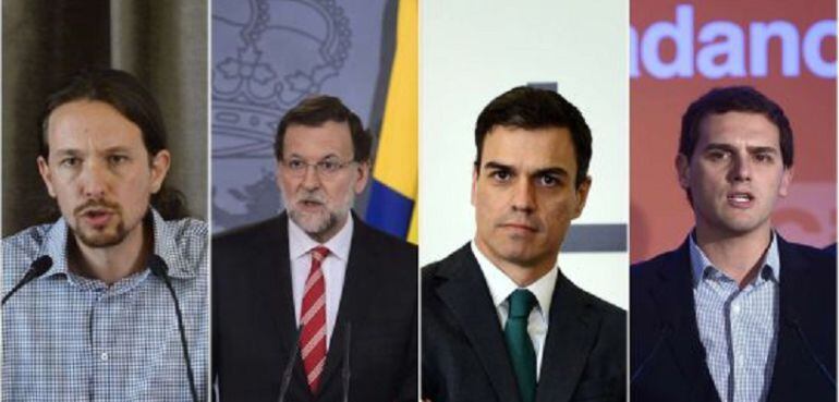 De izquierda a derecha: Pablo Iglesias (Podemos), Mariano Rajoy (PP), Pedro Sánchez (PSOE) y Albert Rivera (Ciudadanos)