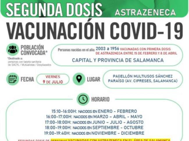 Información de la vacunación en Salamanca y provincia