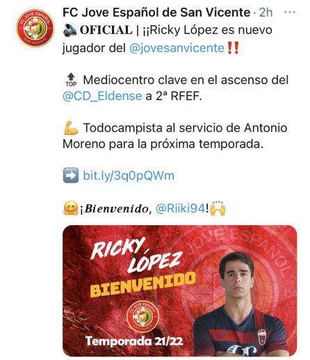 El Jove Español ha anunciado el fichaje de Ricky