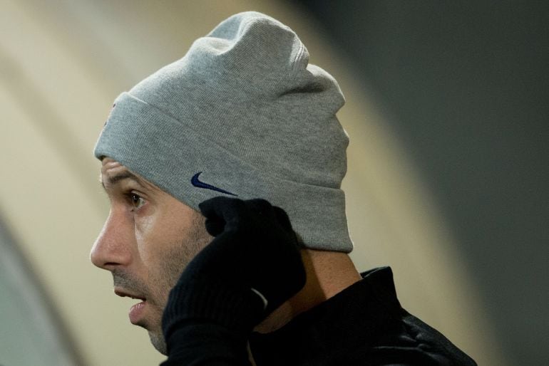 Javier Mascherano durante un entrenamiento con el Barça 