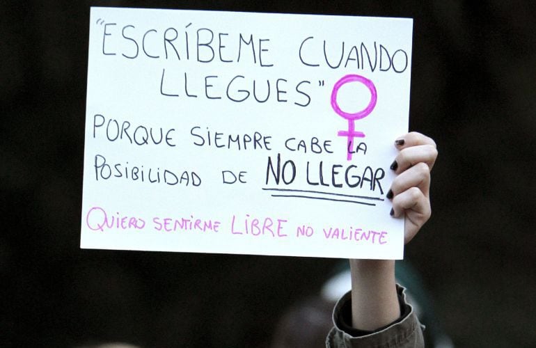 Cartel en la concentración convocada por la Plataforma 7N contra las violencias machistas.