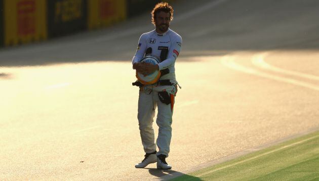 Fernando Alonso, en el trazado de Bakú.