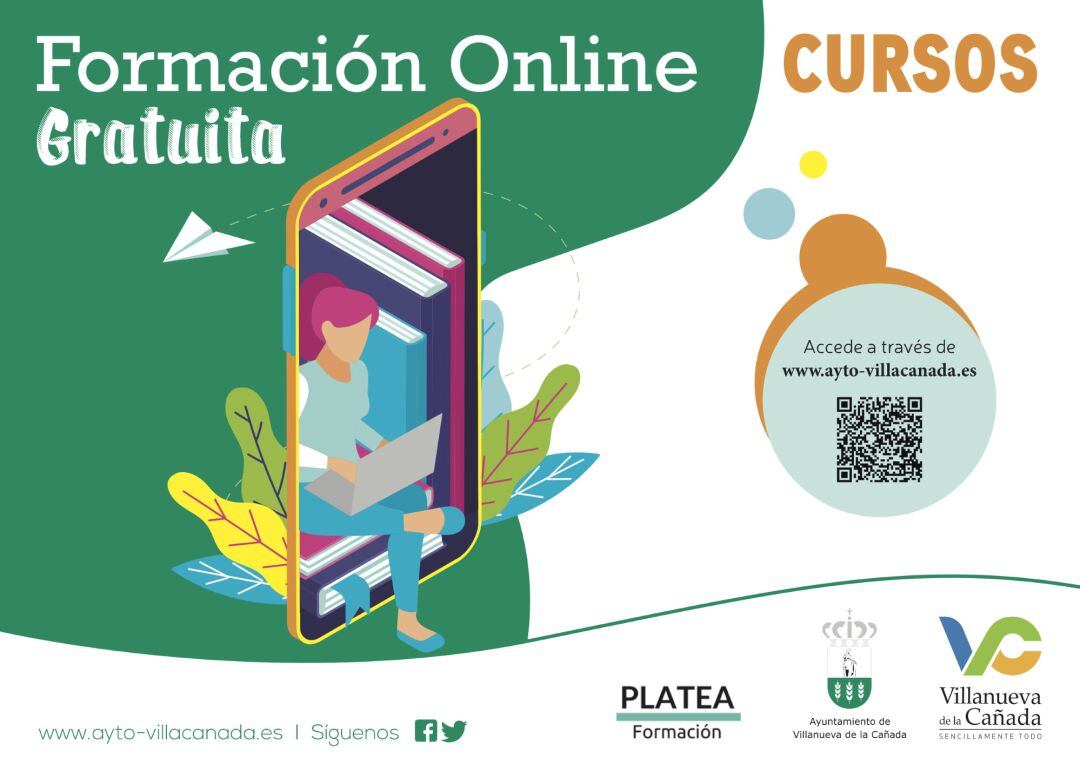 Cartel de los cursos online de Villanueva de la Cañada