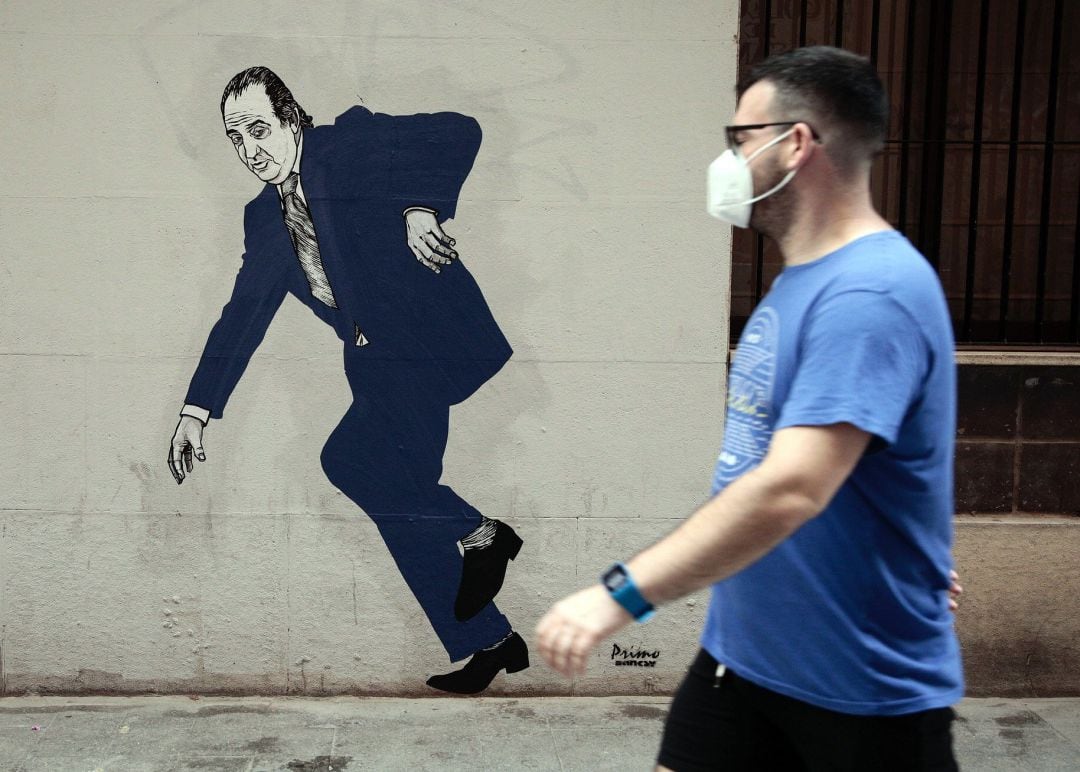 Un graffiti del Rey Juan carlos I, firmado por el artista gallego apodado el Primo de Banksy 