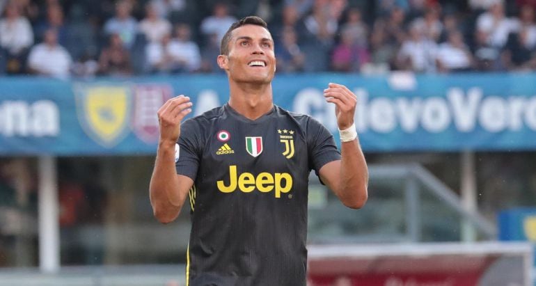 Cristiano Ronaldo, en su primer partido de la Serie A con la Juventus.