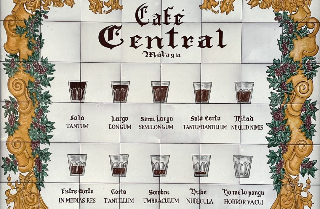 Mosaico del Café Central con la nomenclatura para los tipos de café 