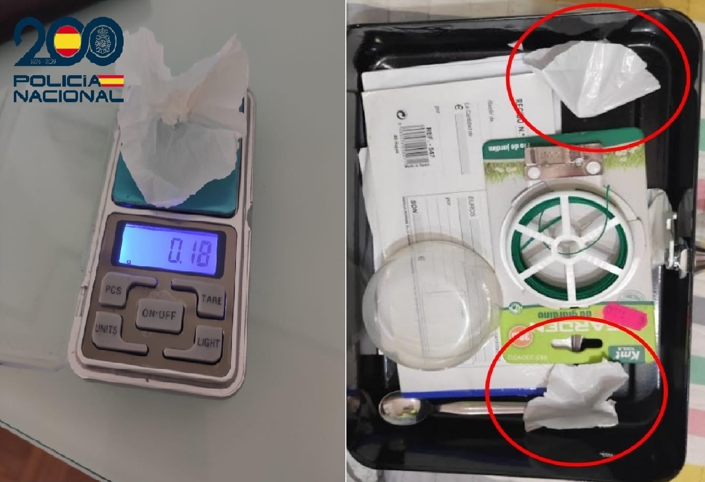 En el registro de su domicilio en la capital, se incautaron de más de 13,5 gramos de cocaína y cantidades menores de hachís y marihuana