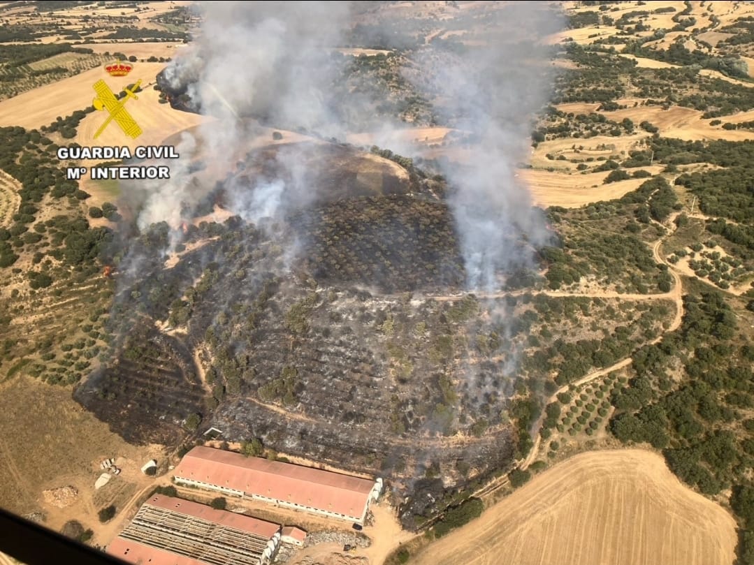 Imagen del incendio en Abiego, que fue provocado