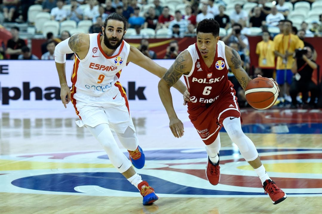 Ricky Rubio, en el partido entre España y Polonia.