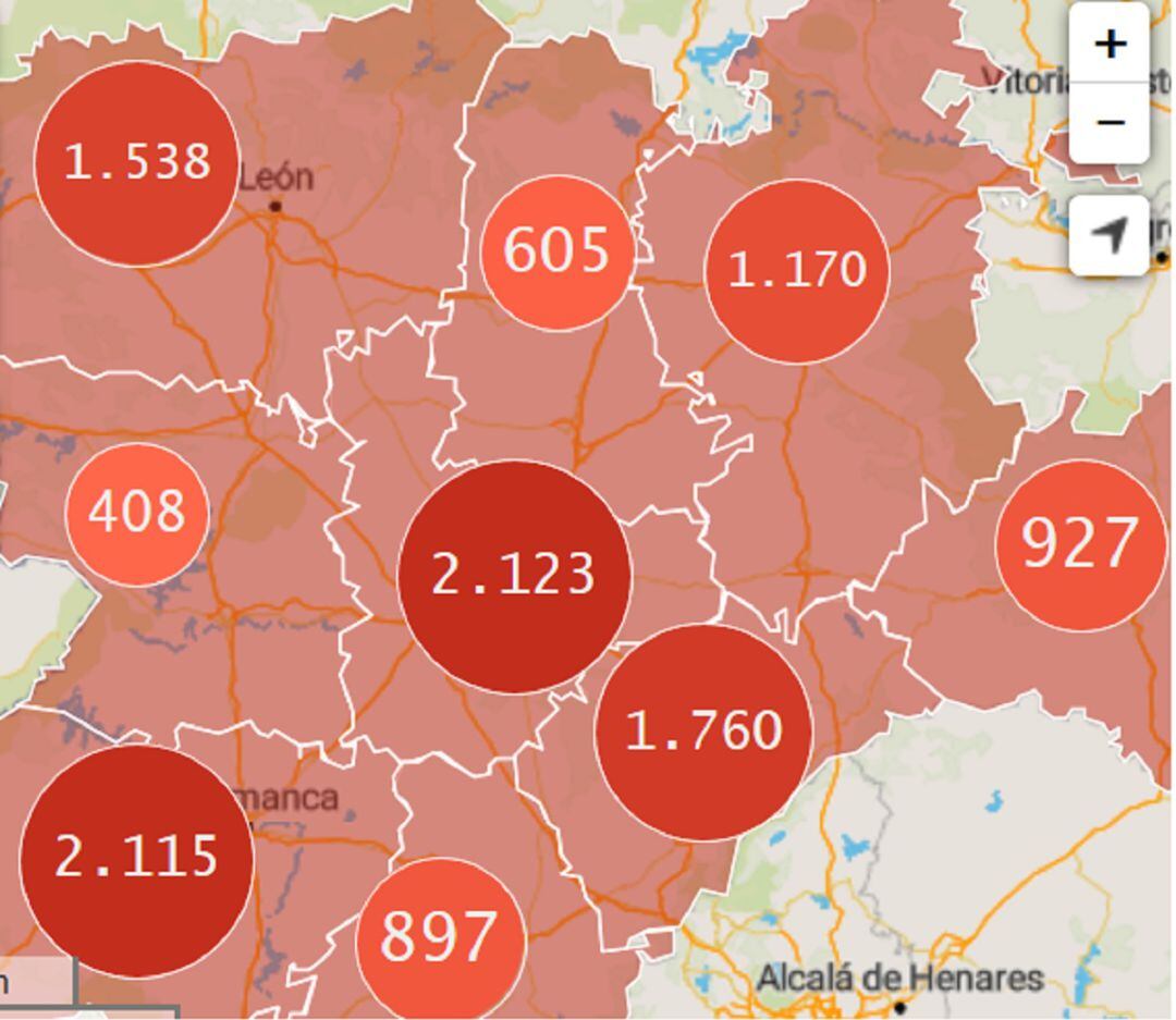 Mapa epidemiológico de la expansión del Coronavirus en Castilla y León