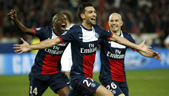 Pastore celebra su gol en el descuento, el tercero para el PSG.