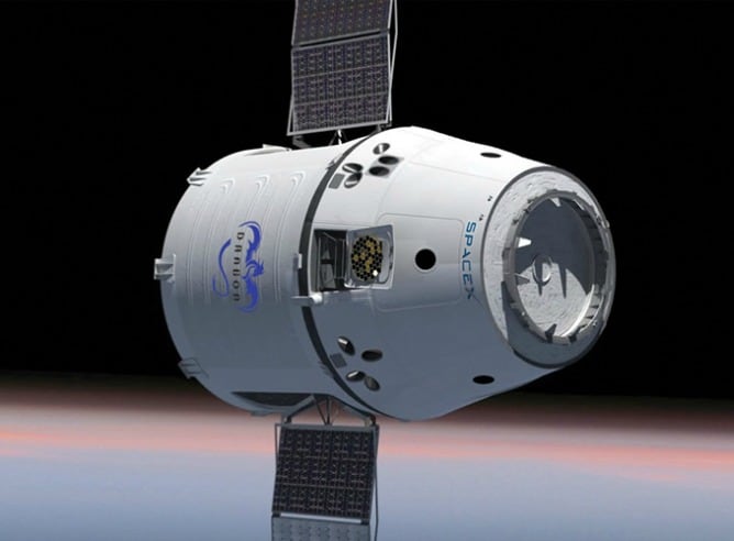 Diseño de la nave Dragon V2, expuesto en la web oficial de la empresa Spacex.