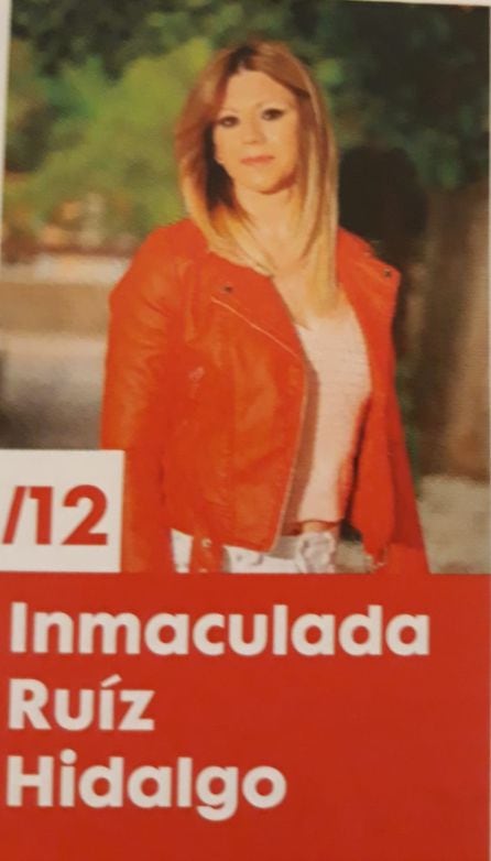 Inmaculada Ruíz HIdalgo en la foto del programa electoral del PSOE Jódar 2.019