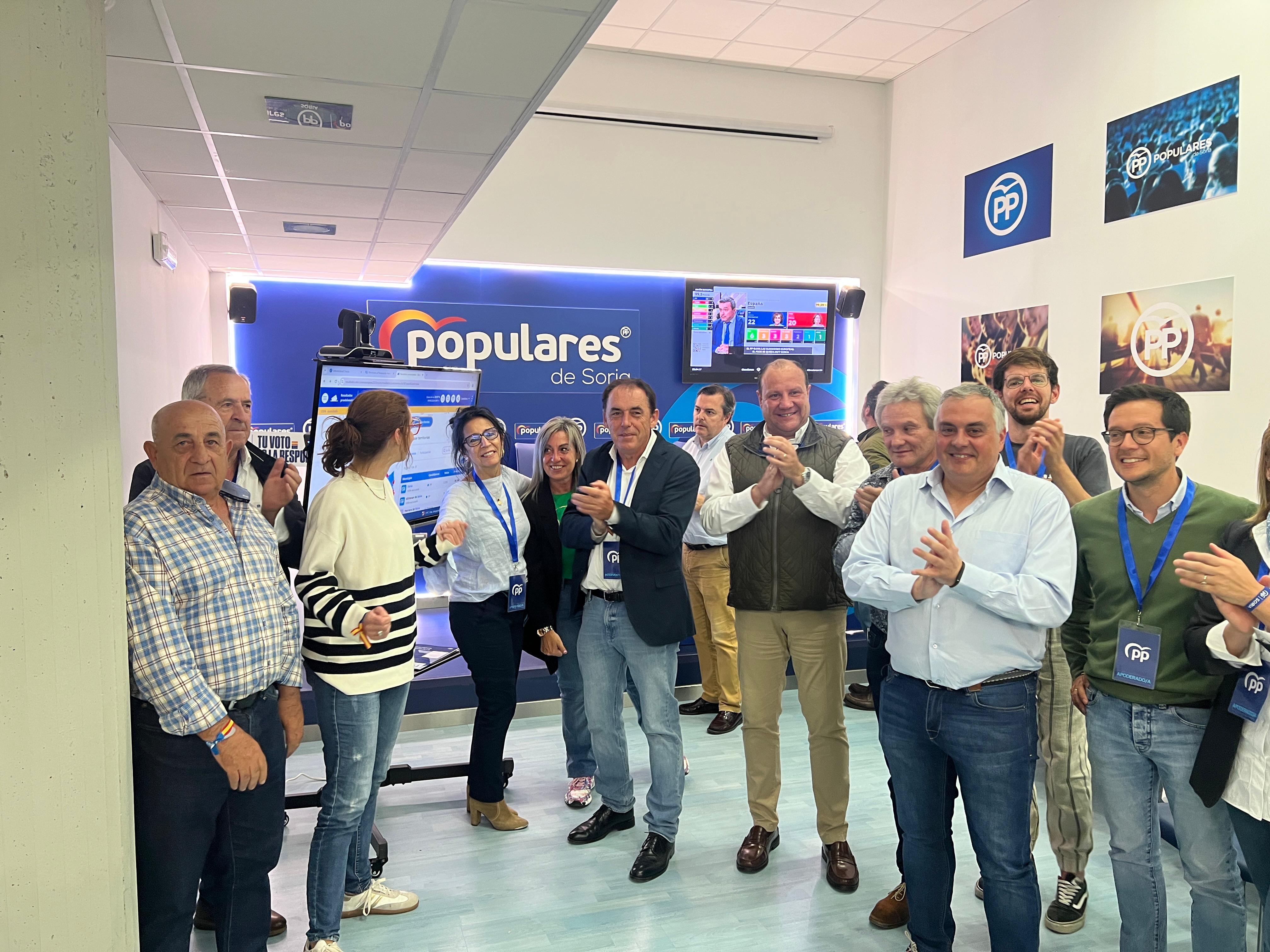 El Partido Popular de Soria celebra el triunfo en las elecciones europeas.