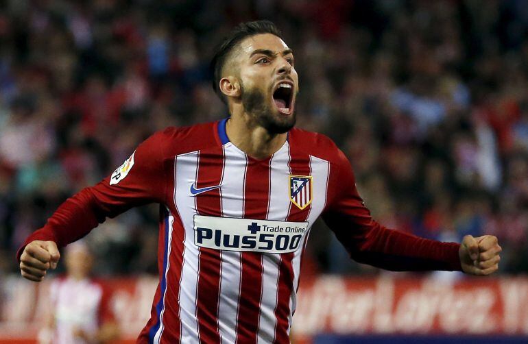 Carrasco celebra su gol ante el Valencia