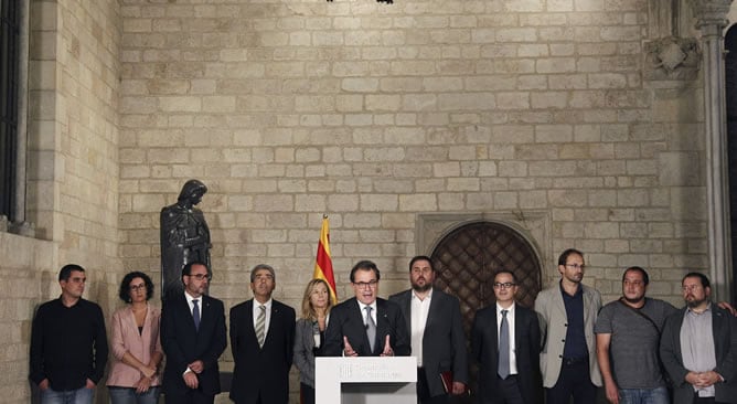 El bloque soberanista (CiU, ERC, ICV y CUP) repiten la imagen del día que anunciaron la fecha y preguntas de la consulta