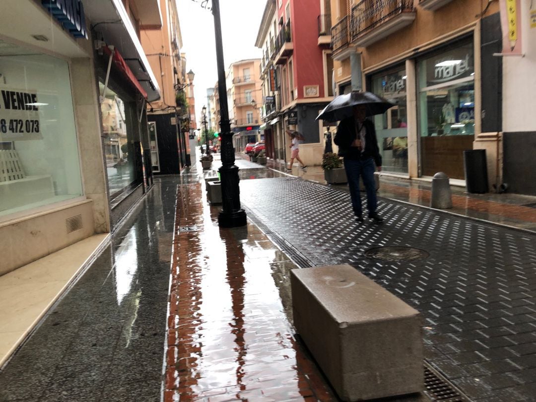 Un día de lluvia en el centro de Gandia.