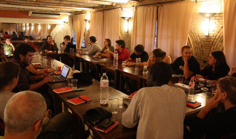 Reunió del secretariat nacional de la CUP al Casino l'Aliança del Poble Nou, el setembre de 2015