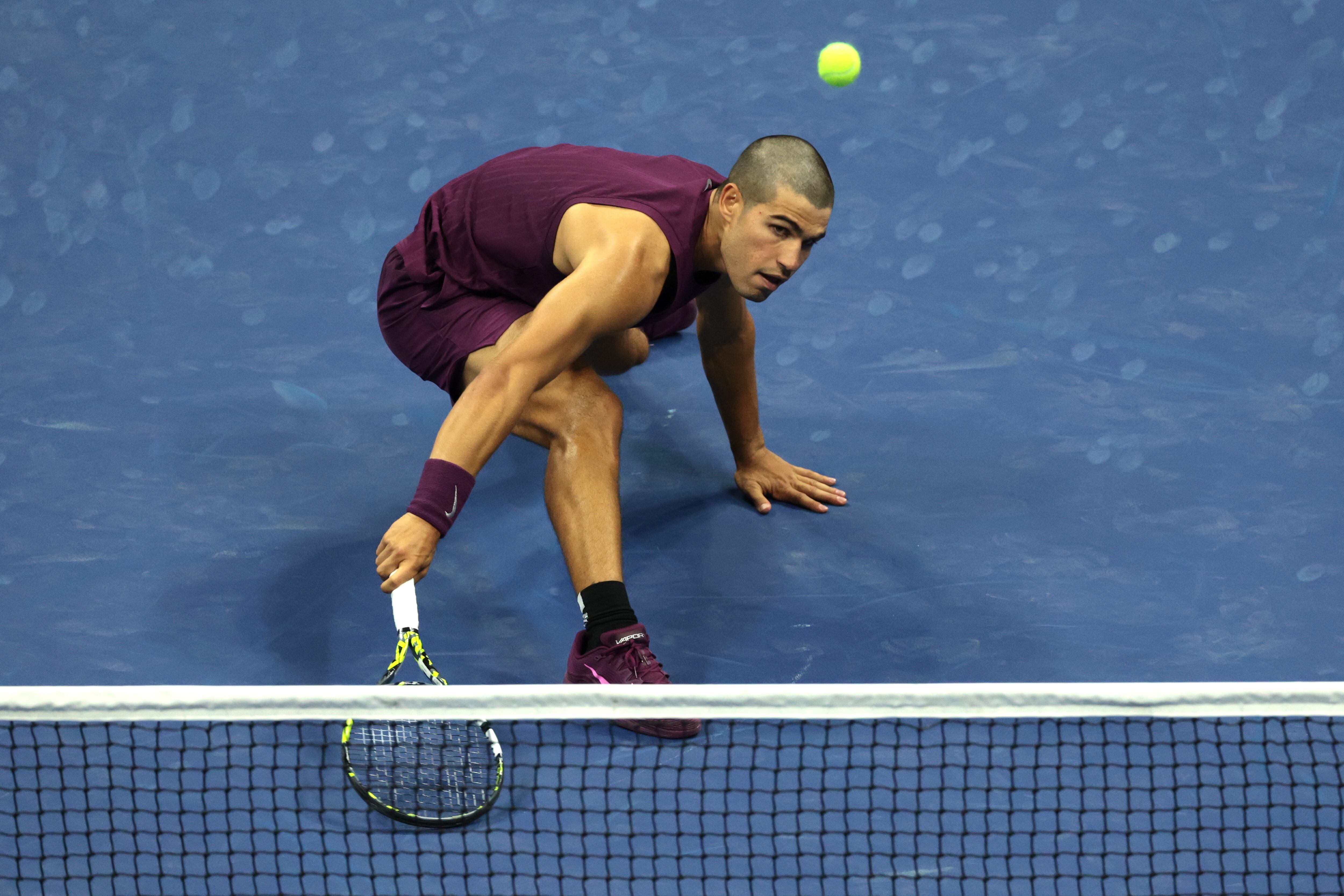 Carlos Alcaraz, en su partido ante Opelka durante el US Open