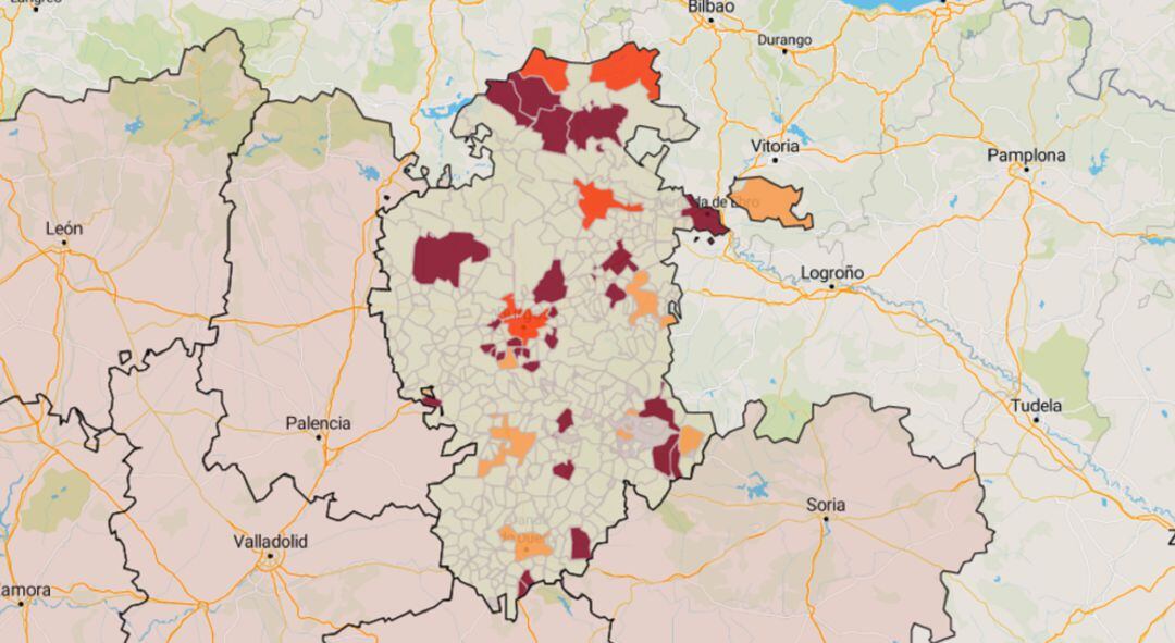 Mapa epidemiológico de la provincia en este viernes