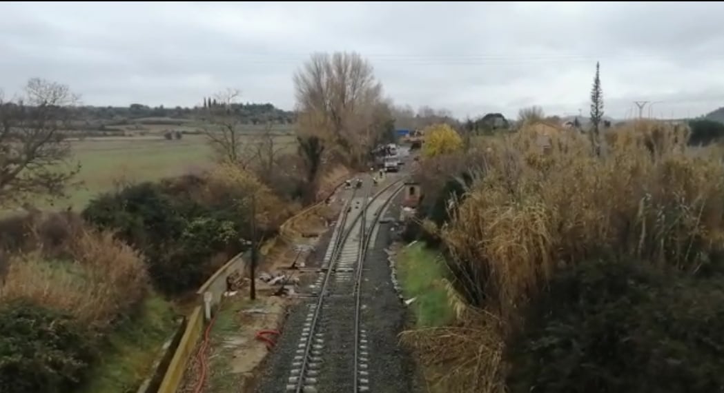 Obras en las vías de Ayerbe