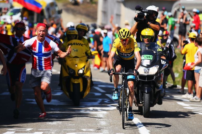 Chris Froome durante la parte final de la etapa de 167 km entre Tarbes y La Pierre-Saint-Martin