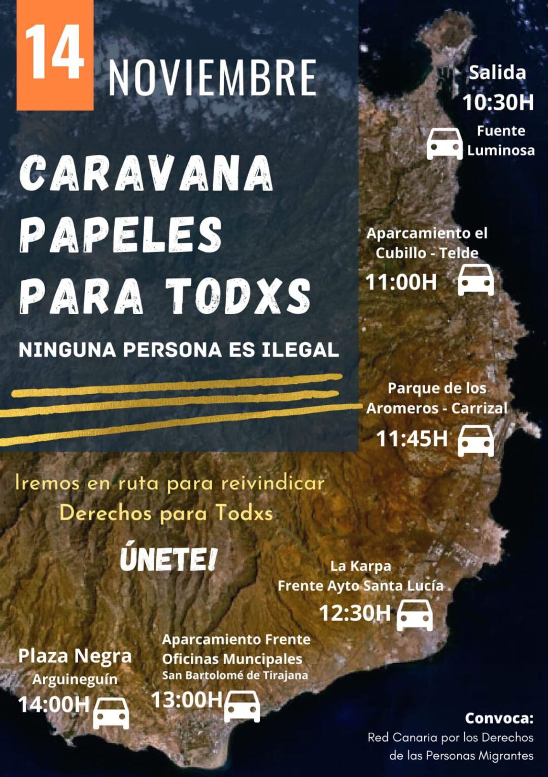 Cartel de la caravana protesta 'Papeles para todas'