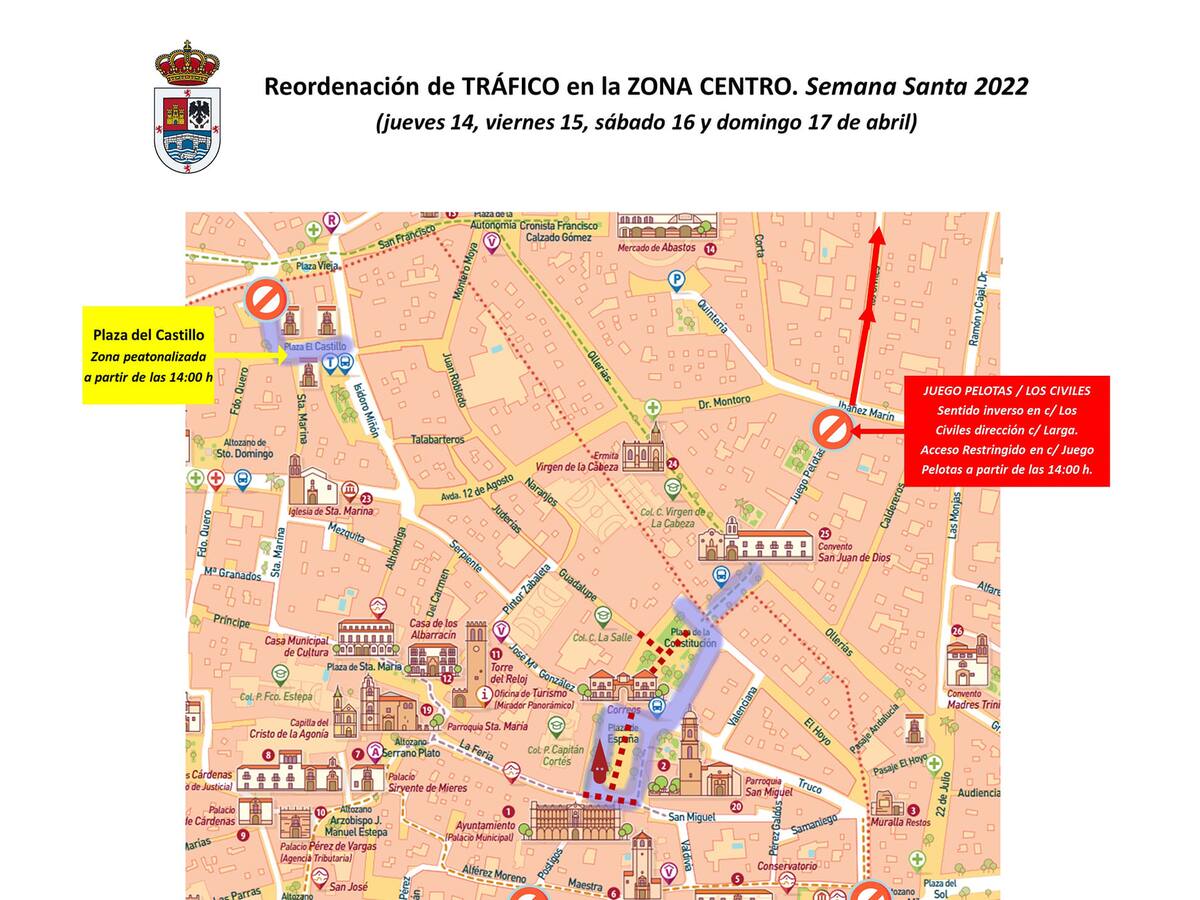 Andújar amplía las zonas peatonales del centro de la ciudad durante Semana Santa