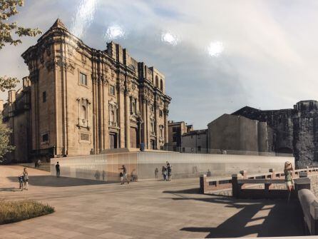 Recreació de la plaça que es proposa per a la façana principal de la Catedral de Tortosa.