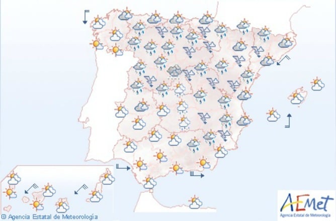 Mapa de previsión meteorológica para el miércoles 2 de julio.