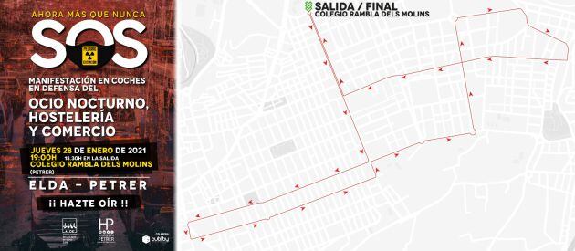 Itinerario de la manifestación en coches